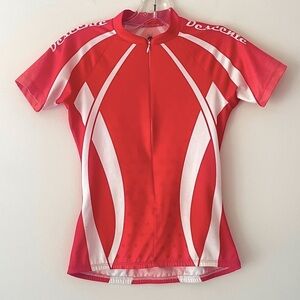 Red and White Descente Cycling Jersey